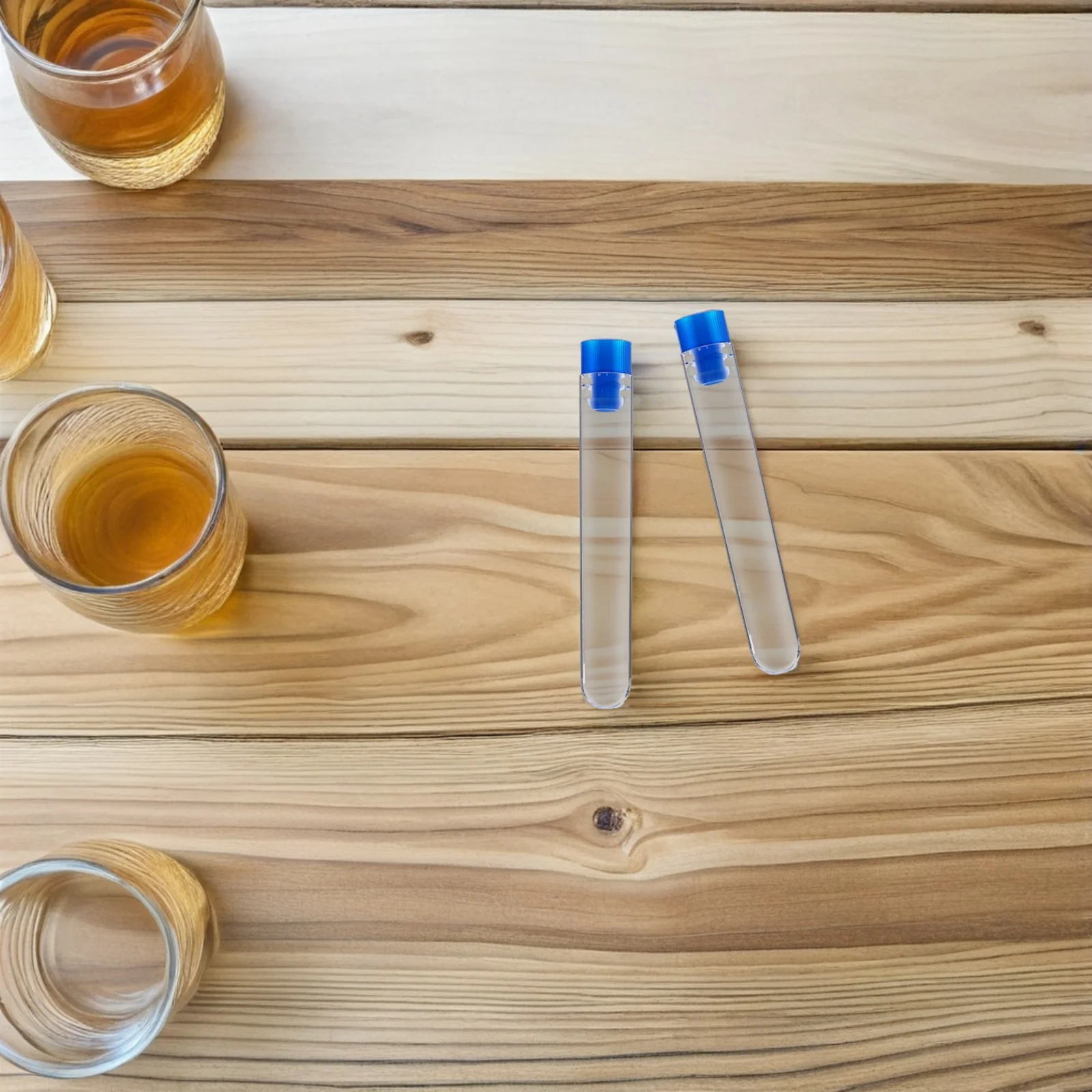 50Pcs Disposable Plastic Test Tubes Blue Caps Laboratory Sample Storage Science Experiment Equipment Test Tubes