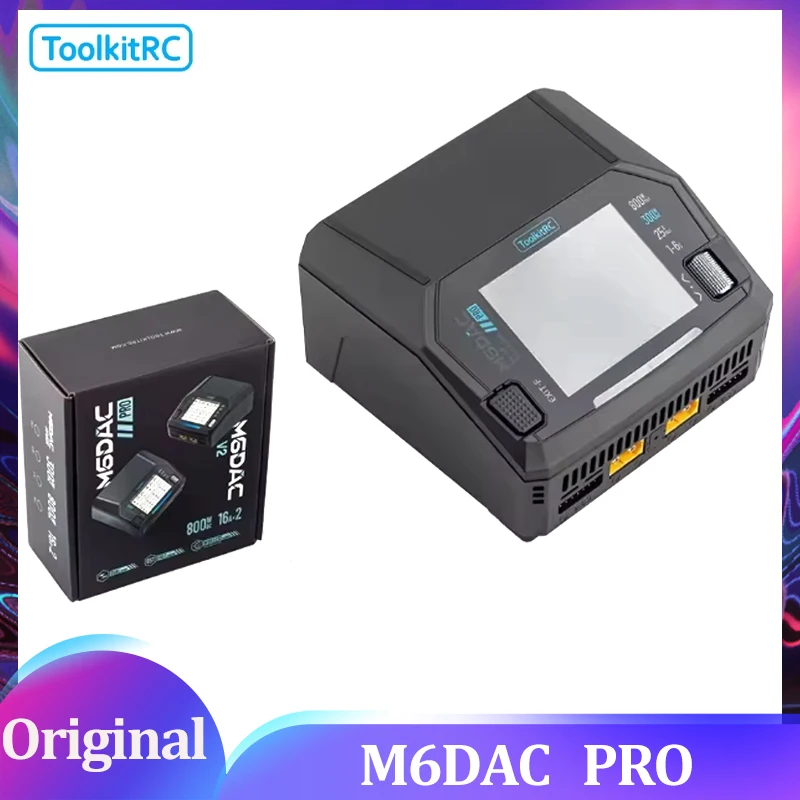 

ToolkitRC M6DAC V2 Pro Двухканальное зарядное устройство переменного тока 200 Вт/300 Вт постоянного тока 400 ВтX2 Smart Lipo для 1-6S LiHV Lipo Battery PD 65 Вт