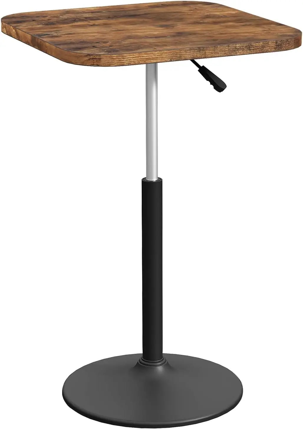 

Height Adjustable Bar Table 26.8-36.2 in, Cocktail Table with 360° Rotating Top, Rustic Brown & Black, Small Space