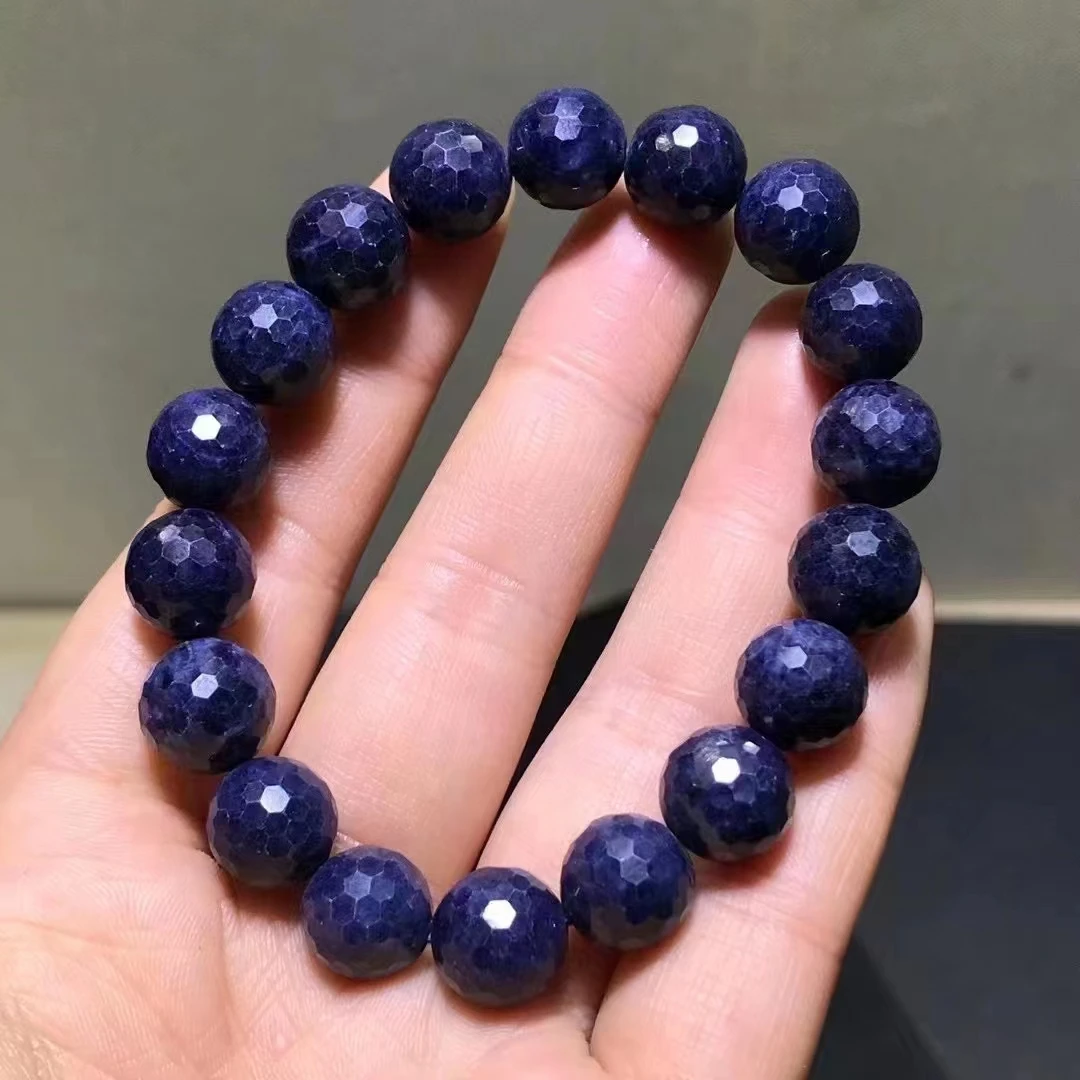 

Natural Blue Sapphire Faceted Beads Bracelet Women Man Jewelry Stretch Sapphire Bracelet 7mm 8mm 9mm 10mm AAAAA