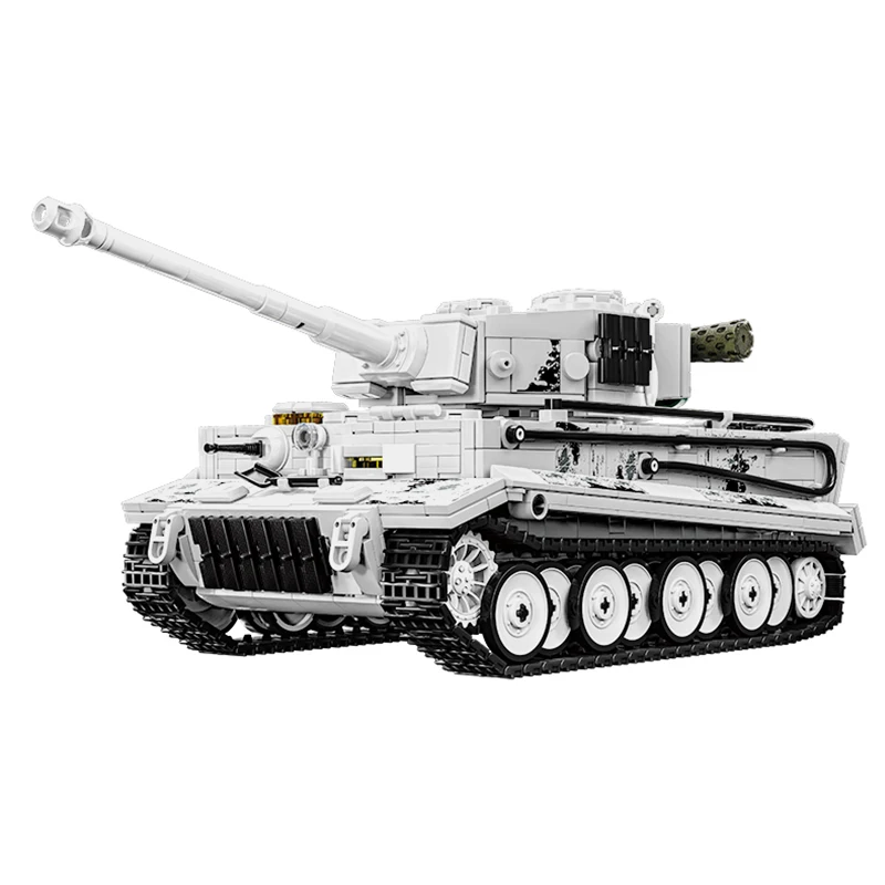 

12GO 97001 Модель немецкого тигра танка времен Второй мировой войны, 1736 шт., набор строительных блоков, зимняя окрашенная военная модель, игрушки «сделай сам», рождественские подарки