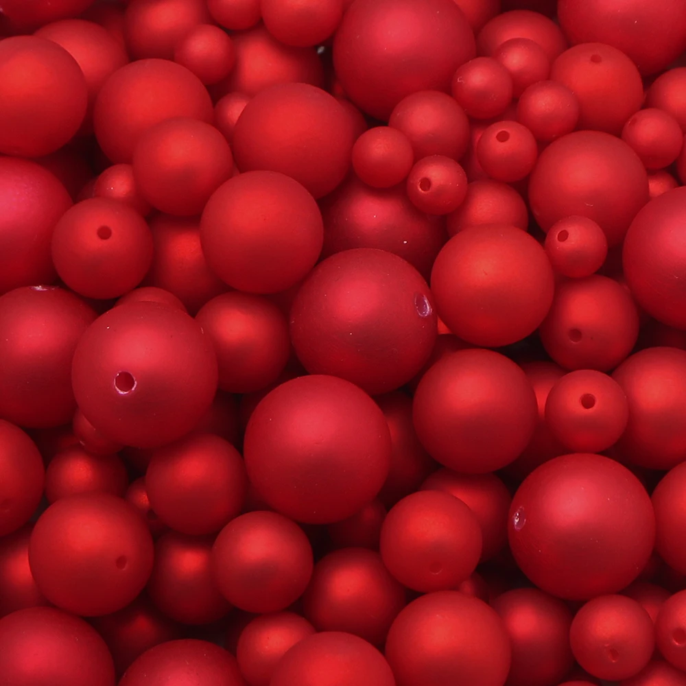 10-20pcs 6/8/10/12/14mm Red ABS imitation Pearl Beads Matte Half-Hole Round Loose Beads For Jewelry Making DIY Necklace Bracelet
