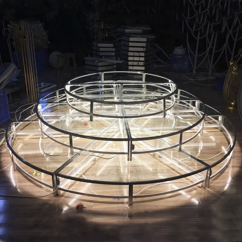 New Design Circular Glass Stage Wedding Party Event Stage Decoration