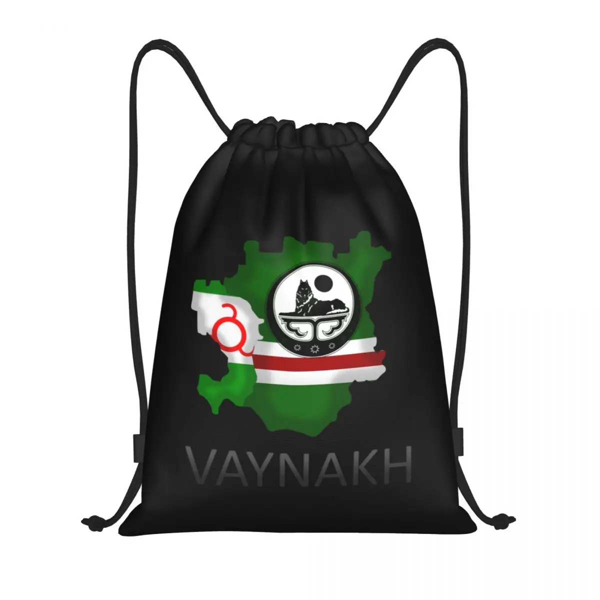 Vaynakh Chechen Drawstring Backpack Women Men Sport Gym Sackpack Foldable Chechnya Flag Map Shopping Bag Sack