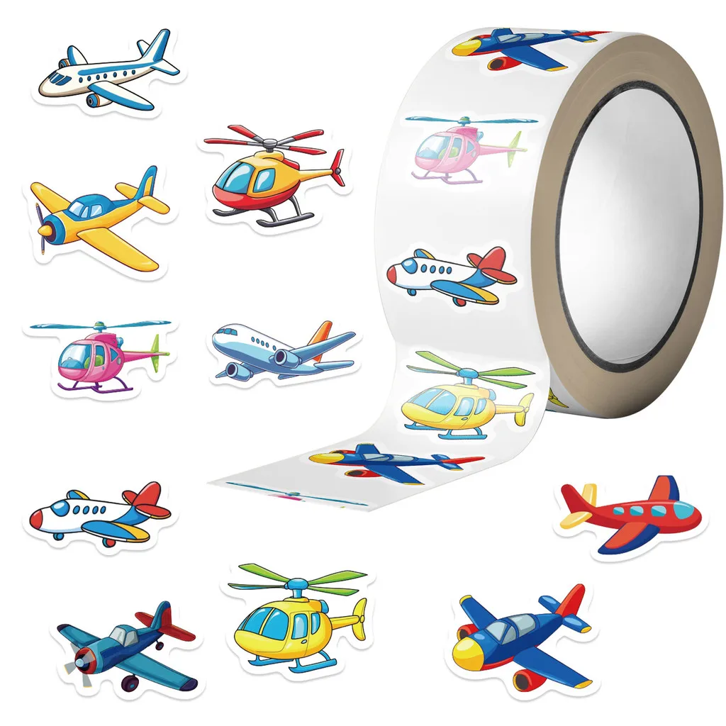 Waterproof Cartoon Plane Roll Stickers (500 Pcs/Roll) PVC Decor for Kids’ DIY Projects Phone Cases Backpacks  AnimeWorlds Store