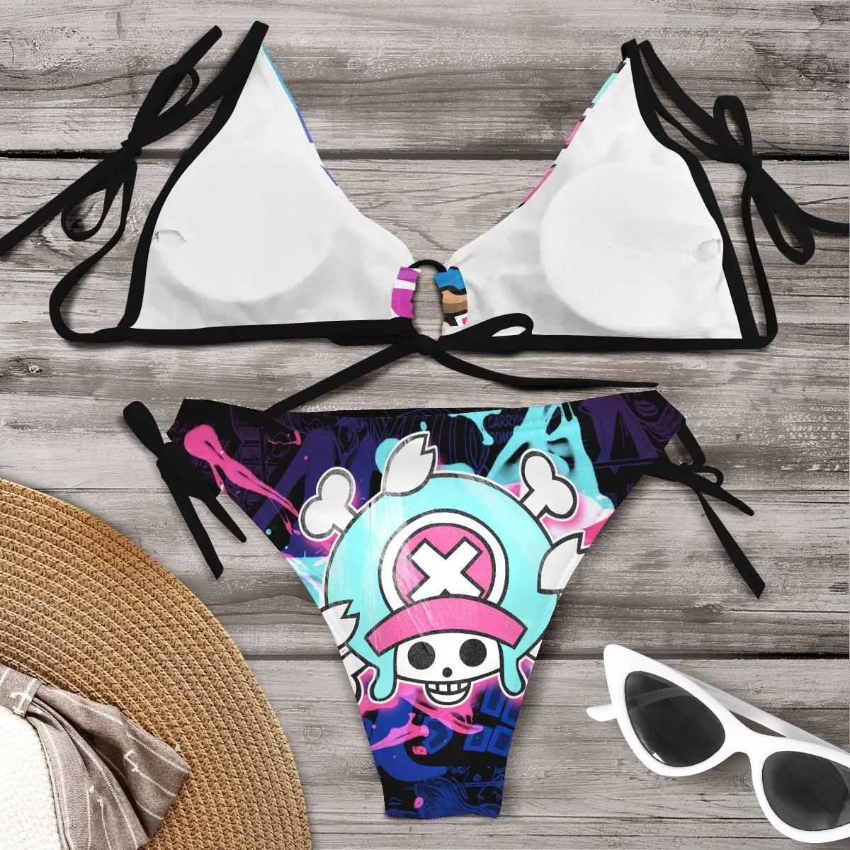 2023 Anime słomkowy kapelusz chłopiec Luffy rysunek modny strój kąpielowy Anime peryferyjne letnie bikini wakacje na plaży chłopak dziewczyna prezent