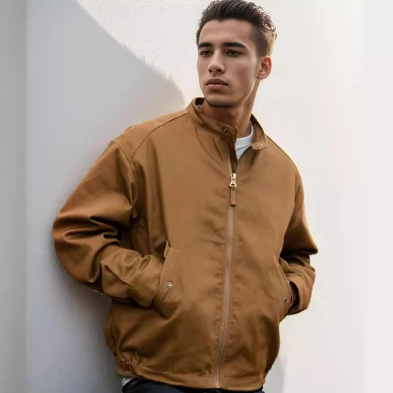 Spring Autumn New Independent Station Foreign Trade Jacket Solid Color Men's Solid Color Zipper Jacket Temperament Individuality
