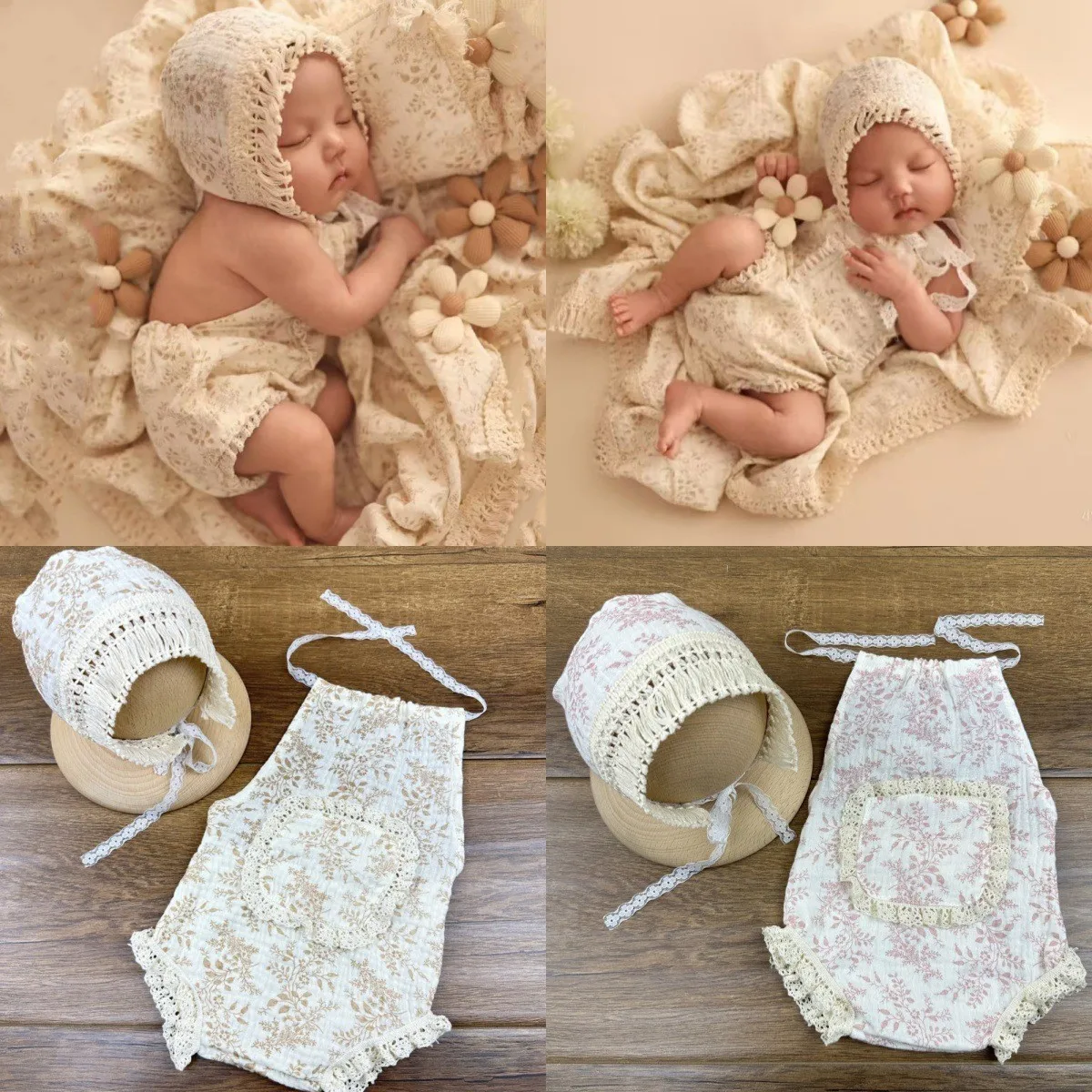 ❤️Newborn Photography Clothing Hat+Jumpsuits 2Pcs/set Studio Baby Girl Photo Props Accessories Clothes Outfits Fotografia