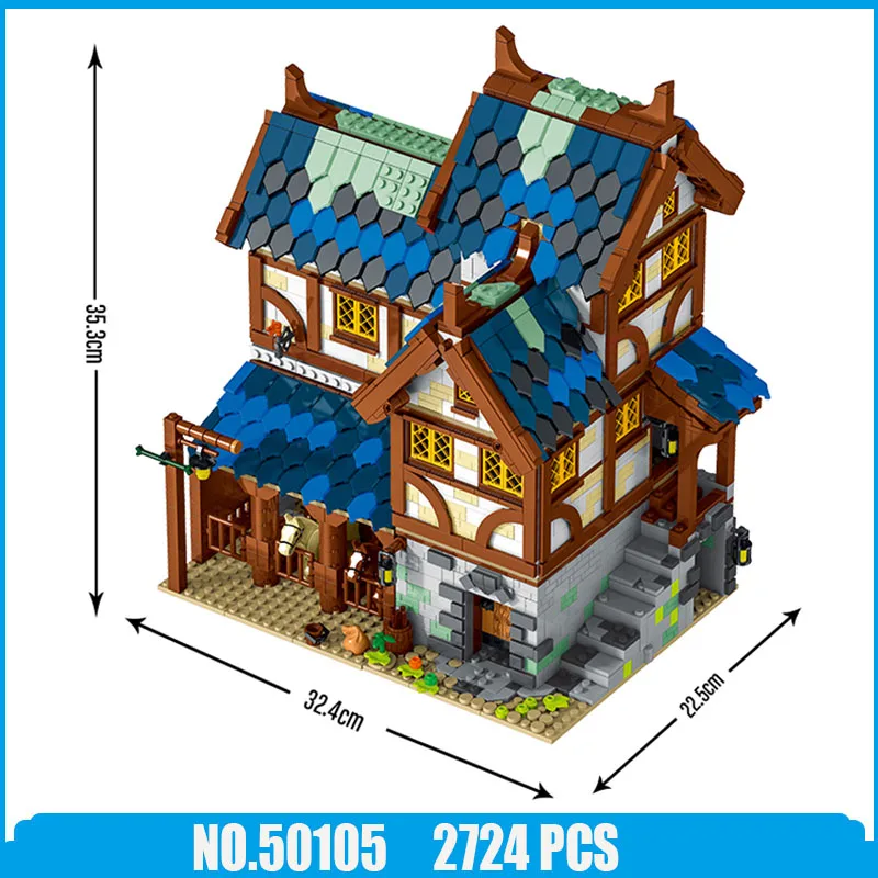 Model stajni miejskiej z serii średniowiecznej klocki klocki dla koni miejskich DIY zabawki edukacyjne prezenty dla dzieci Friends2724PCS