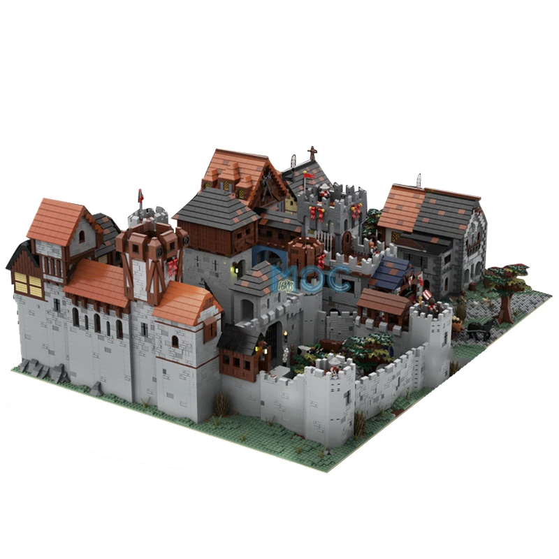 MOC-bloques de construcción de Castillo Real Medieval, juego de ladrillos de Castillo grande Medieval clásico, juguetes para la construcción, regalos de navidad