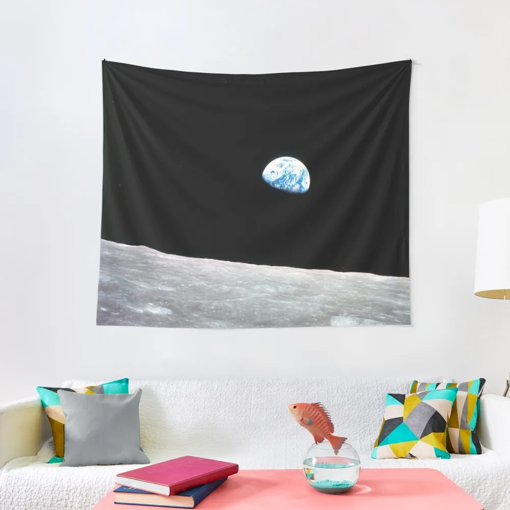 Earthrise-tapiz con imagen de astronomía, pinturas decorativas, papel tapiz para dormitorio, tapiz para decoración del hogar