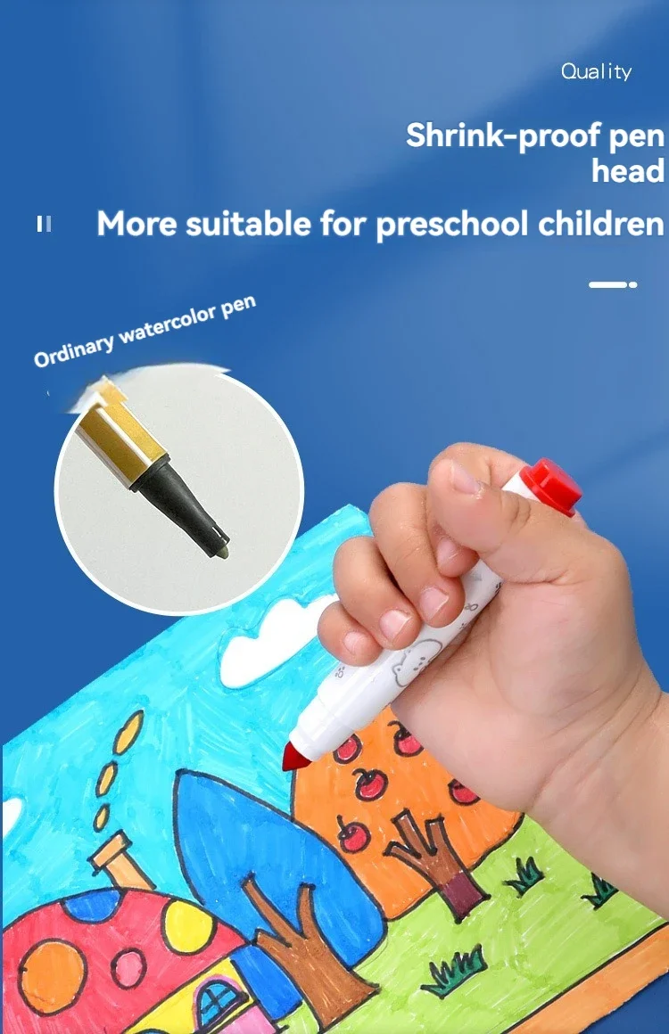 Waschbare Marker, Aquarellstift für Kinder, 12–24 Farben, waschbare Marker-Set, Farbmarker, Großpackung für Schulklassenzimmerbedarf – Detail 4