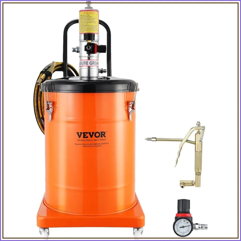 10.5Gal 40L Air Grease Pump, 13ft Hose, Grease Gun, 740g/min, 60MPa, Portable Lubrication