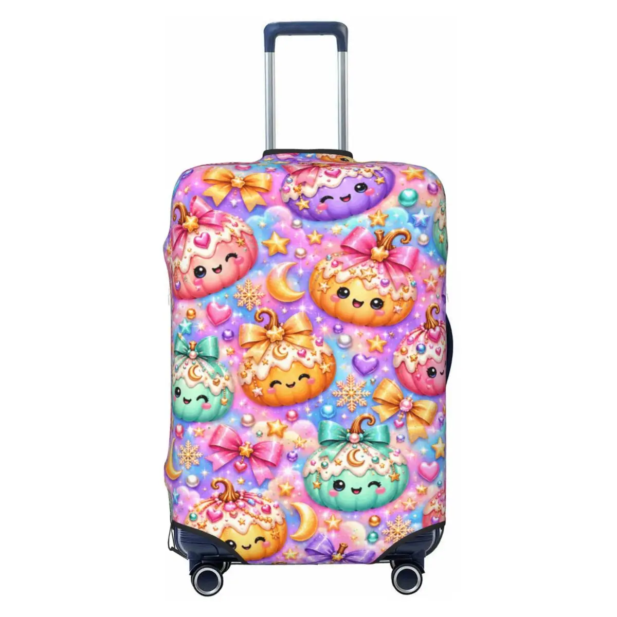 Pastel Halloween Pumpkin Suitcase Cover Flight Elastic Luggage Case Cruise Trip Protection