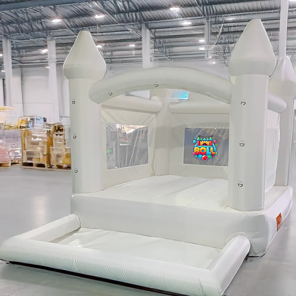 White Bounce House With Blower 3.7*2.7*2.6M Jumping Castle For Kids Bouncy House Bouncer Trampoline For Kids Gift Wedding House