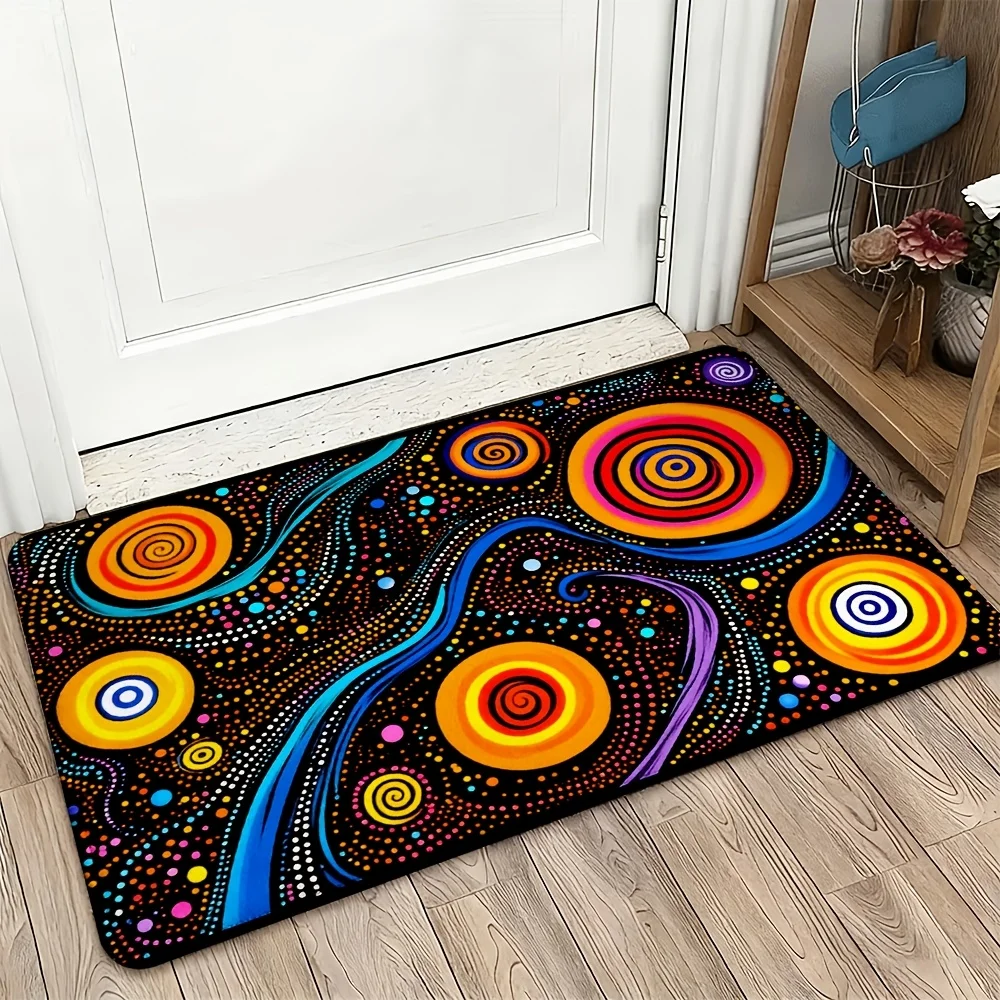 Funky Psychedelic Mandala Pattern Doormat Mat Welcome Rug Entrance Decor Abstract Colorful Modern Home Floor Mat 40x60cm