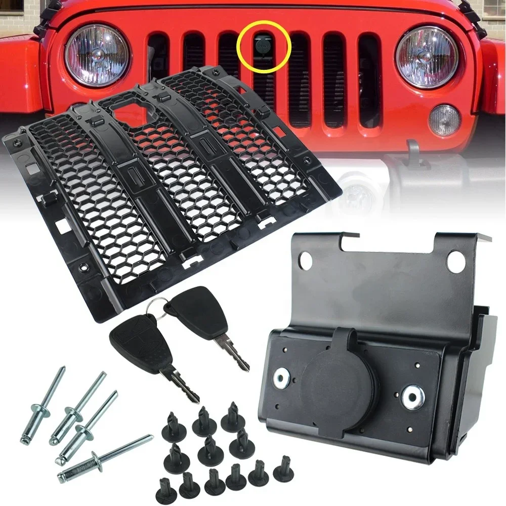 Lock Cover Hood Latch Catch Lock Kit Assembly Anti-Theft Security Lock Kit for Jeep Wrangler JL 18+