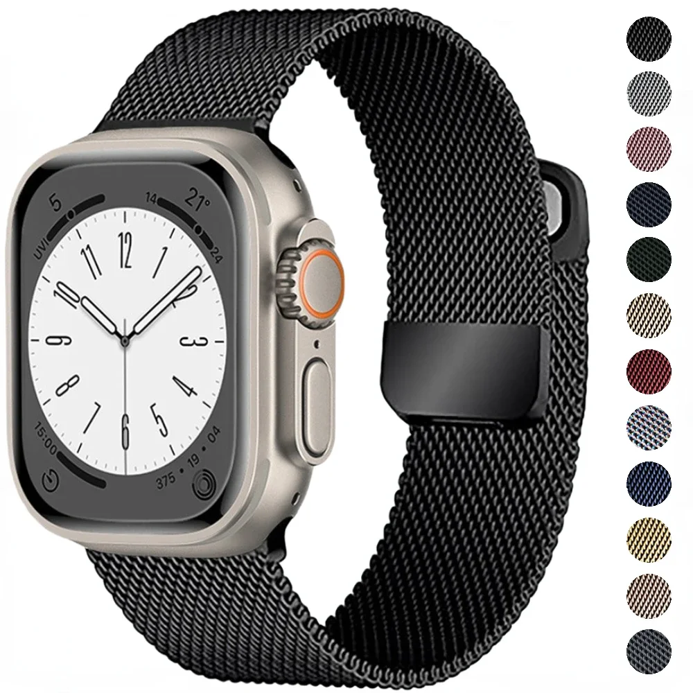 

Milanese Strap for Apple Watch Bands 44mm 40mm 45mm 41mm 46mm 42mm 38mm Bracelet for iWatch Series 10 9 8 7 6 5 4 SE2 Ultra 49mm