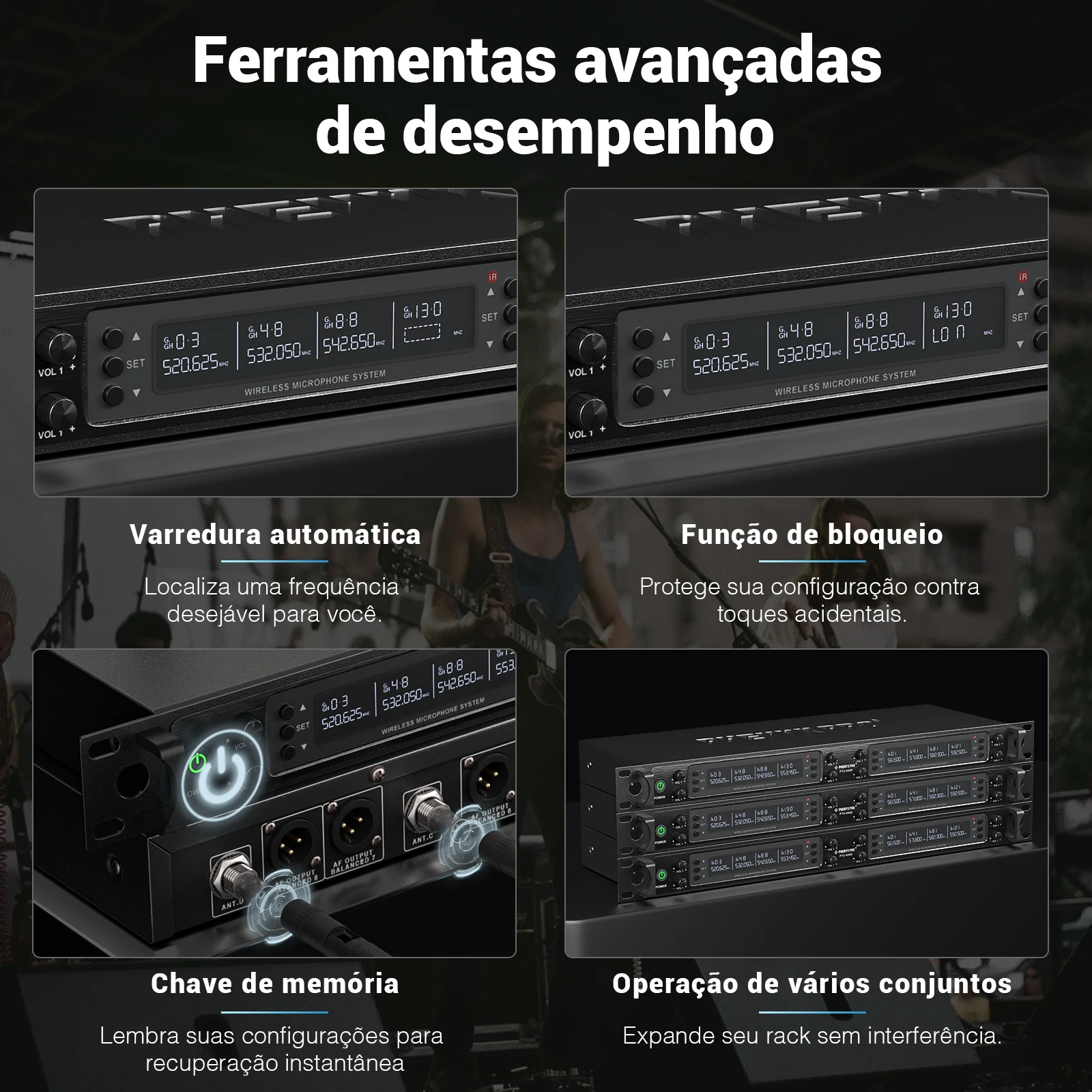 SISTEMA DE MICRÓFONO INALÁMBRICO Phenyx Pro, conjunto de ocho canales con micrófonos de mano de Metal, 8x40 canales, escaneo automático para DJ