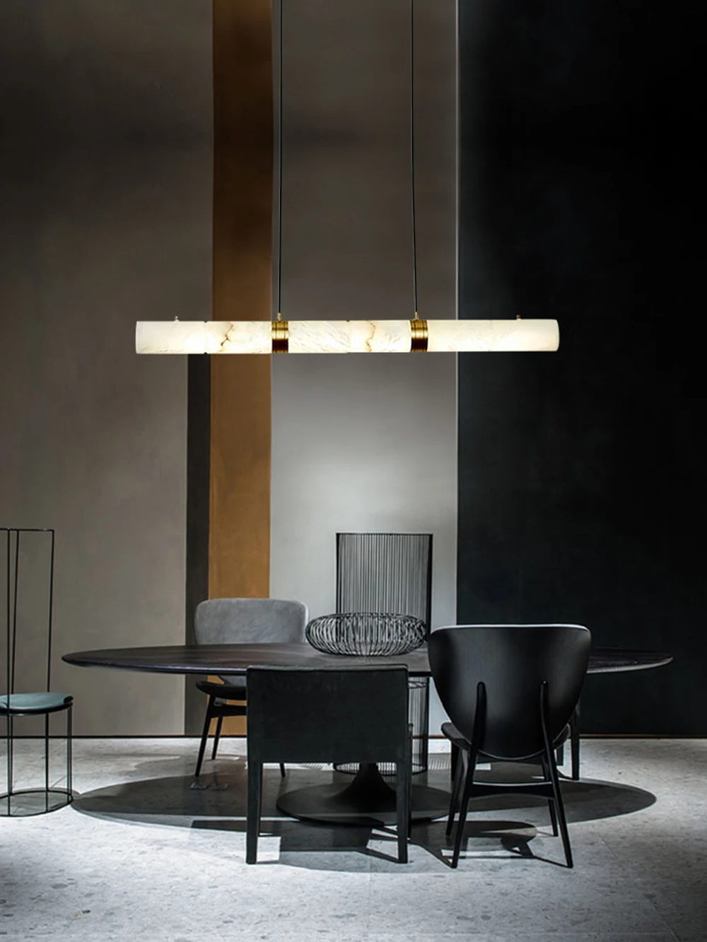 Dimmable LED Marble Linear Hanging Lamps Chandelier
