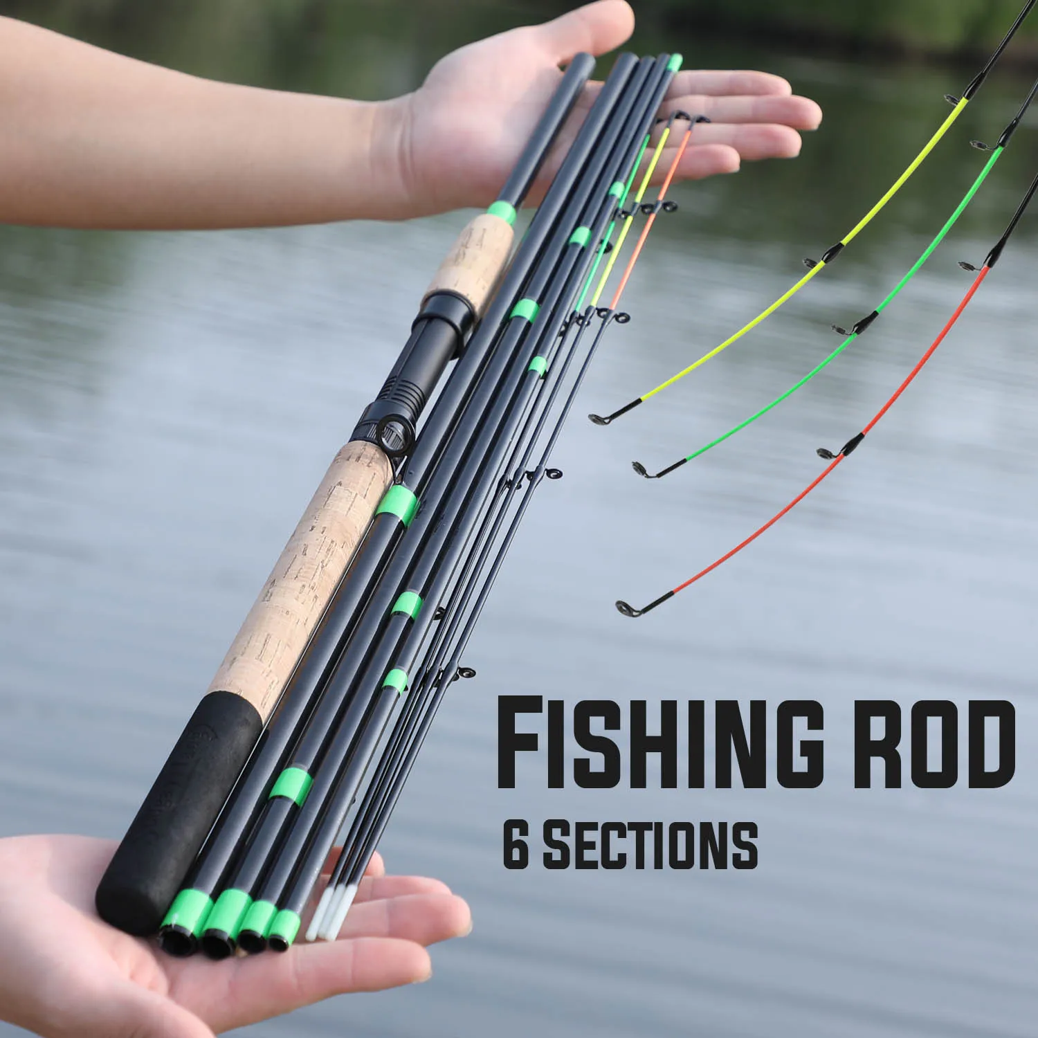 Sougayilang 3m Feeder L M H Power Fishing Rod Portable 6 Sections  Carbon Fiber Travel Rod Lengthened Handle Rod Fishing Tackle