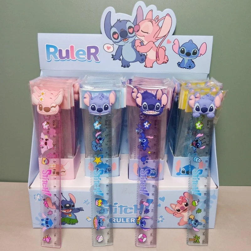 

24pcs/lot Cartoon Disney Stitch Ruler Kawaii Drawing Painting Tool Bookmark Promotional Stationery Gift School Supplies