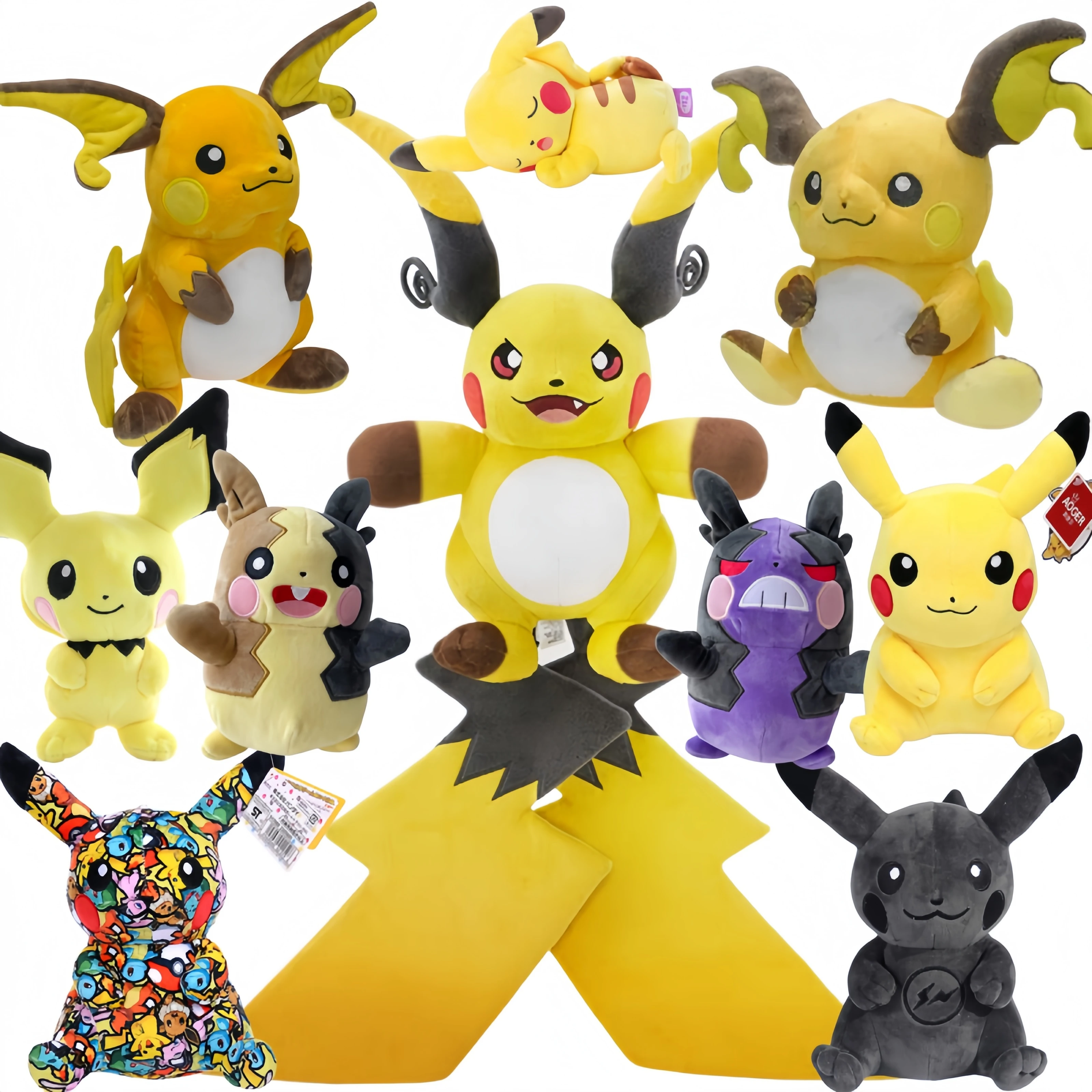 Peluche de Pokémon Mega Evolución, Muñeco de Peluche Pichu Evolucionado a Raichu, Peluche de Pikachu, Squirtle, Bulbasaur, Charmander, Morpeko