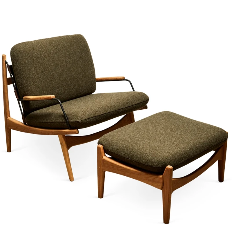 LH light luxury single sofa chair footrests home living room lounge chair hotel guest chair