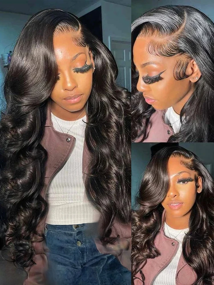 7x5 غلويليس ارتداء الذهاب الجسم موجة شعر مستعار 40 46 بوصة شعر الإنسان قبل قطع 13x6 HD الدانتيل الجبهة لا الغراء اللازمة للنساء السود جاهزة للارتداء