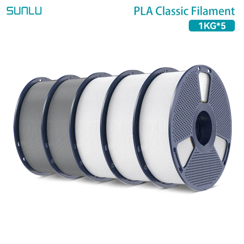 SUNLU Hoge snelheid PLA Classic, matte textuur, 5 kg 1 kg/rol 1,75 mm toleranties +/-0,02 mm filament, niet-wirren, 600 mm/s hoge taaiheid