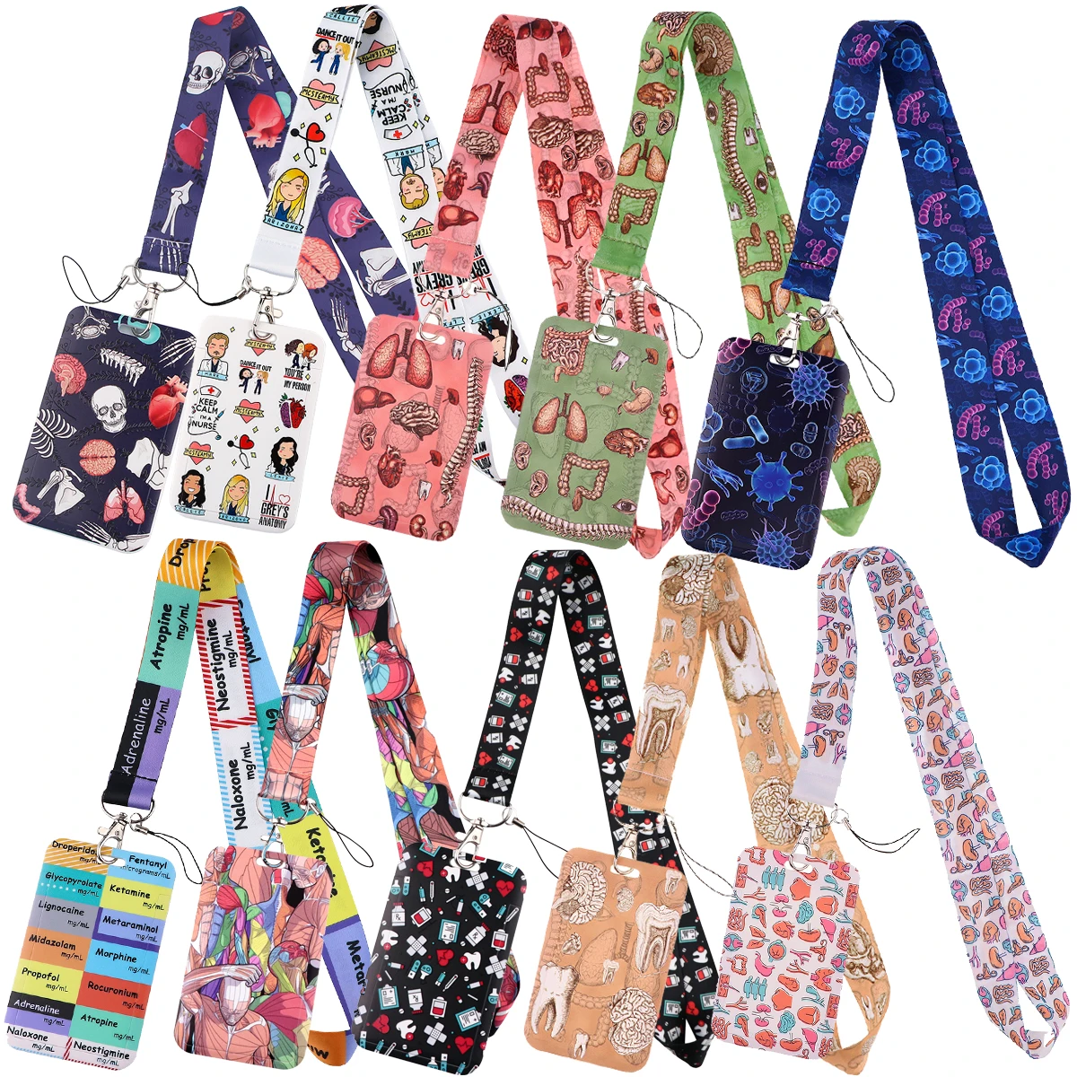 Human Anatomy Organ Medical Credential Holder Nurse Lanyards for Key Neck Strap For Card Badge Gym Keychain Keyring Accessories