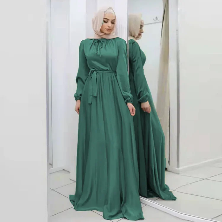 Hijab Satin Kleid Muslimische Mode Abaya Dubai Türkei Arabisch Afrikanische Lange Kleider für Frauen Islamische Modest Kleidung Kaftan Robe