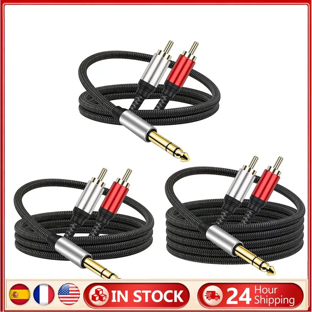 

Professional 6.35mm To 2RCA Adapter Cable Audio Y Splitter Cable Insert Cord Excellent Sound Easy Connection Accessories