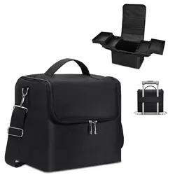 Makeup Carrying Train Case for Women 4 Tier Professional Nail Organizer Case with Adjustable High-capacity Storage Tools 