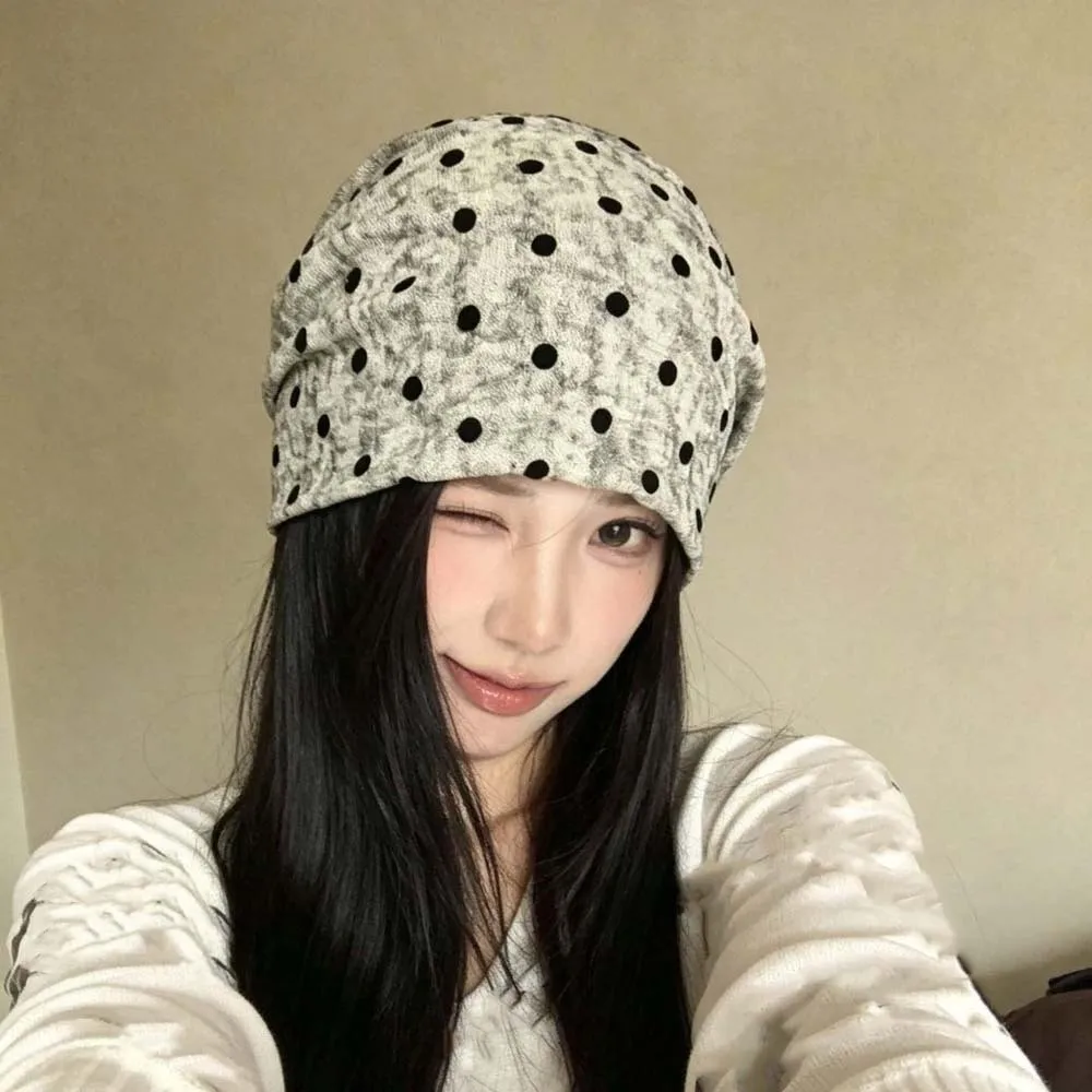 Vintage Paisley Beanie Thin Fabric Versatile Style Breathable Slouchy Hat Retro Print Soft Touching Polka Dot Cap All Season
