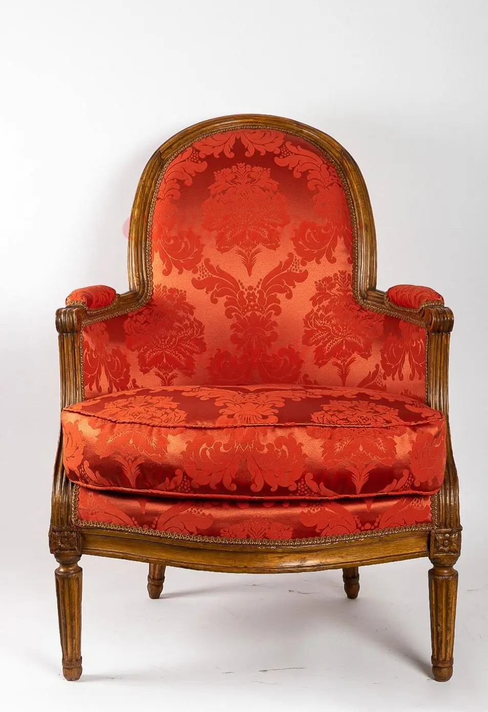 Luxury Wooden Home Living Room Lounge Chair Furniture French Red Fabric Cover Chair Single Couch Seat Sofa Chairs - view 6