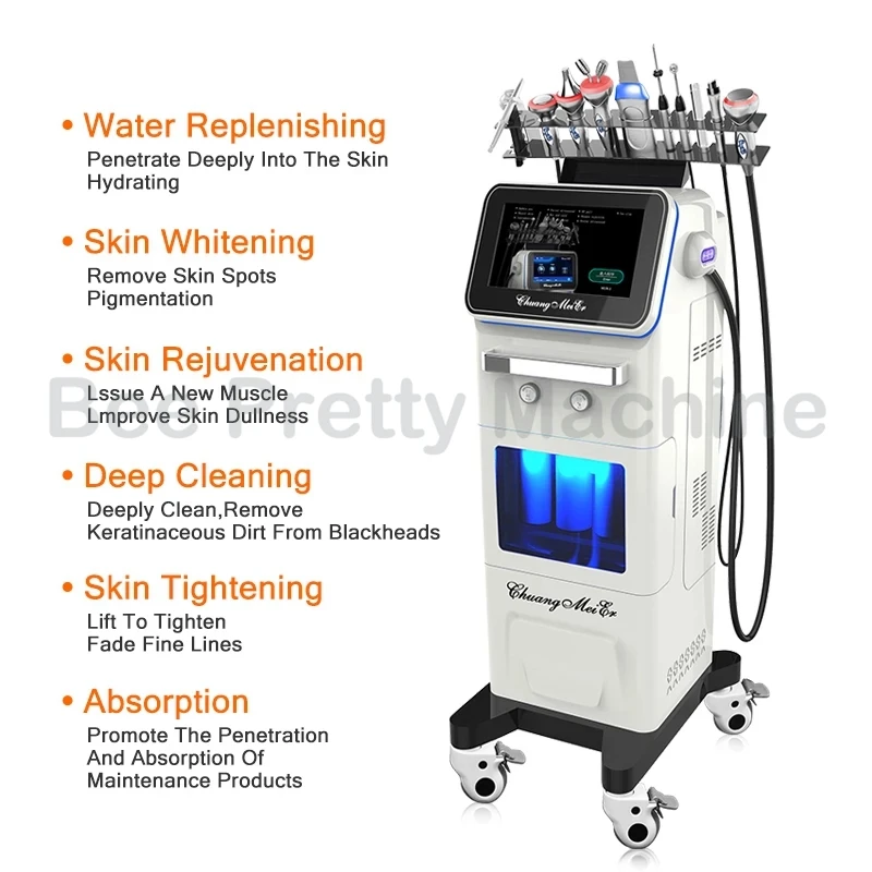 Factory Newest 2023 10 in 1 Face Watering Skin Deep Cleaning Scrub For Salon use Machine Skin Lifting Whitening Made in China