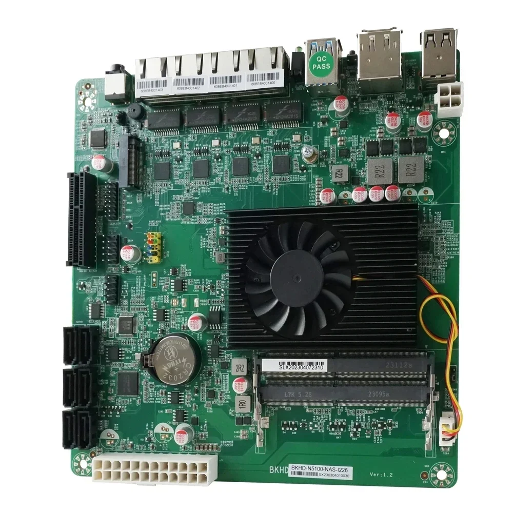 Placa-mãe n5105 nas intel celeron n5105 n5100 4 núcleos 6 * sata3.0 4*2.5g i226 1 * pcie 4x 17x17cm 2 * ddr4 firewall roteador placa-mãe