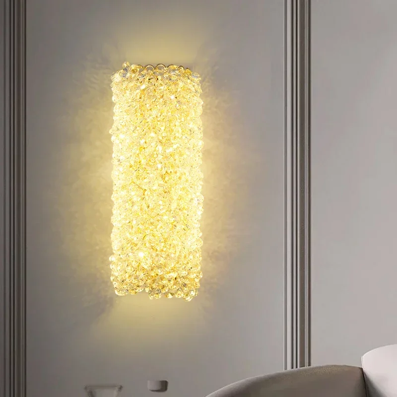 Imagem -05 - Gold Metal Clear Crystal Wall Light g9 Bulbo Quarto Salão Escadas Corredor Luminárias Fio Ajustável Novo Estilo Dropshipping