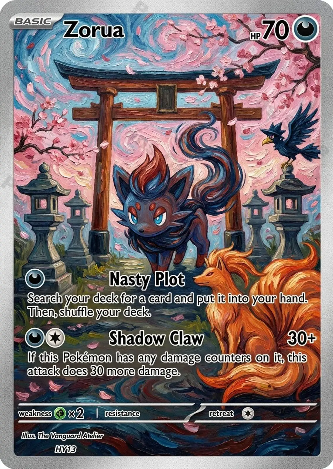 5Pcs PTCG Cards PTCG Oil Painting Style Zorua Chimecho Vulpix Audino Azumarill Collection Cards Rare Cards Set PTCG Gift