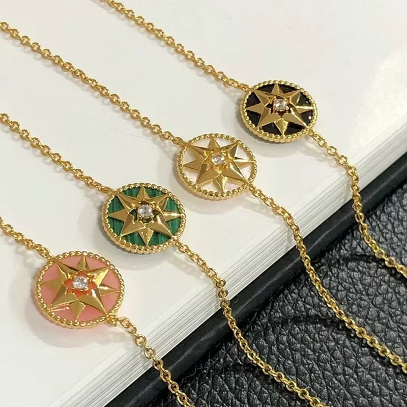 

925 Silver Shell Red Agate Malachite Meteor Compass Bracelet For Women's Luxury Designer Fashion Exquisite Designer Jewelry