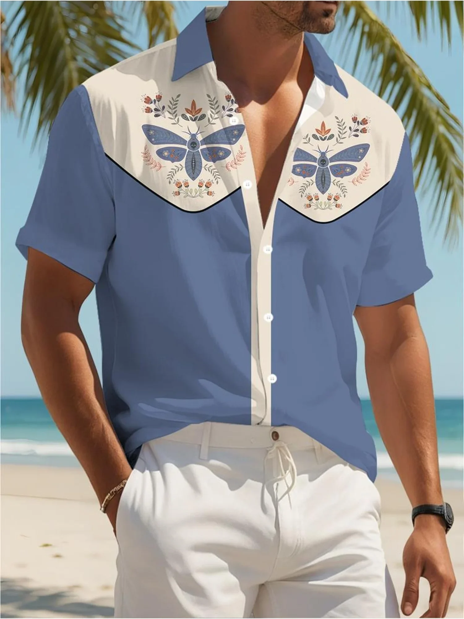 Fashion Urban Men's Hawaiian Shirt Summer Man Short Sleeve Bold Beach Print Lightweight Comfortable Casual Party Tops