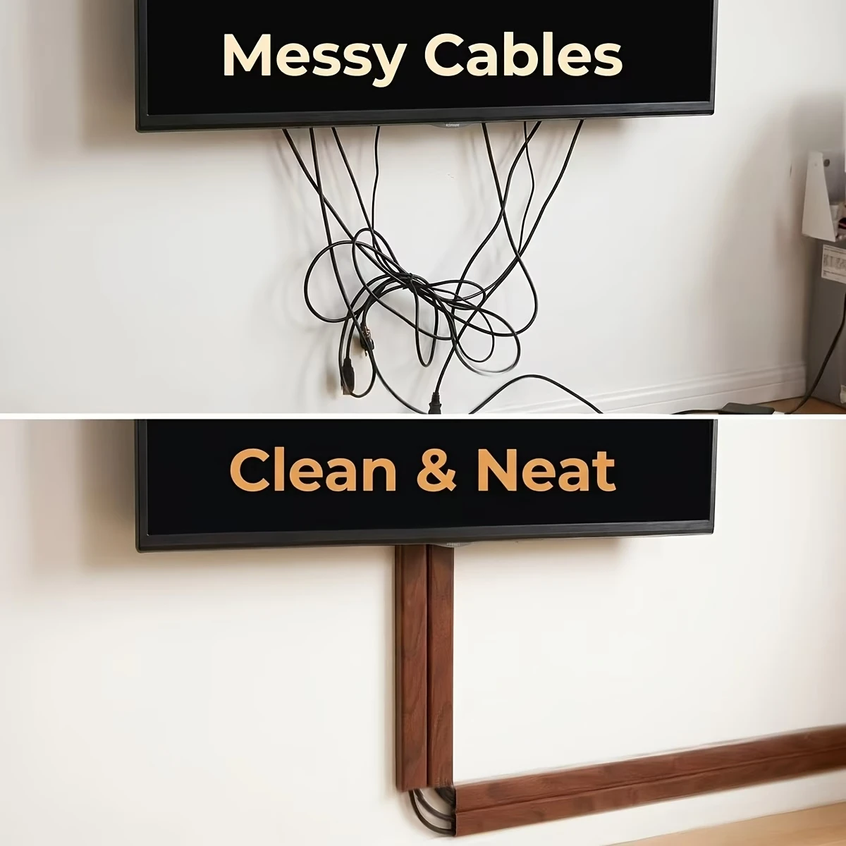 1pc 40cm floor line cover,Wood Effect Self-Adhesive PVC Square Cable Trunking, No Drill Flip Cover Wire Hider for Living Room