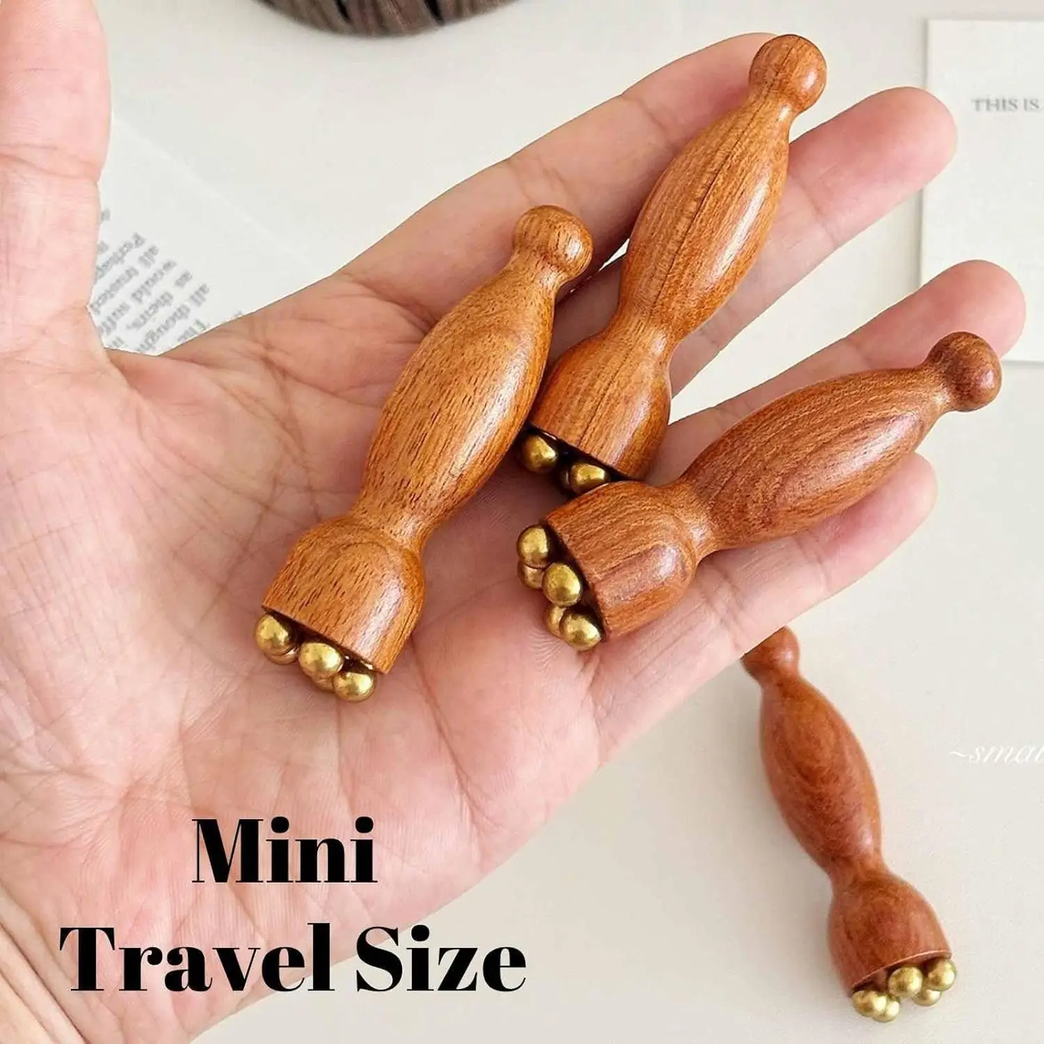 أداة تدليك الوجه الصغيرة لتدليك العين، مقبض فرشاة ميريديان للوجه والعيون، خرز تدليك النحاس، أداة سبا غوا شا #5