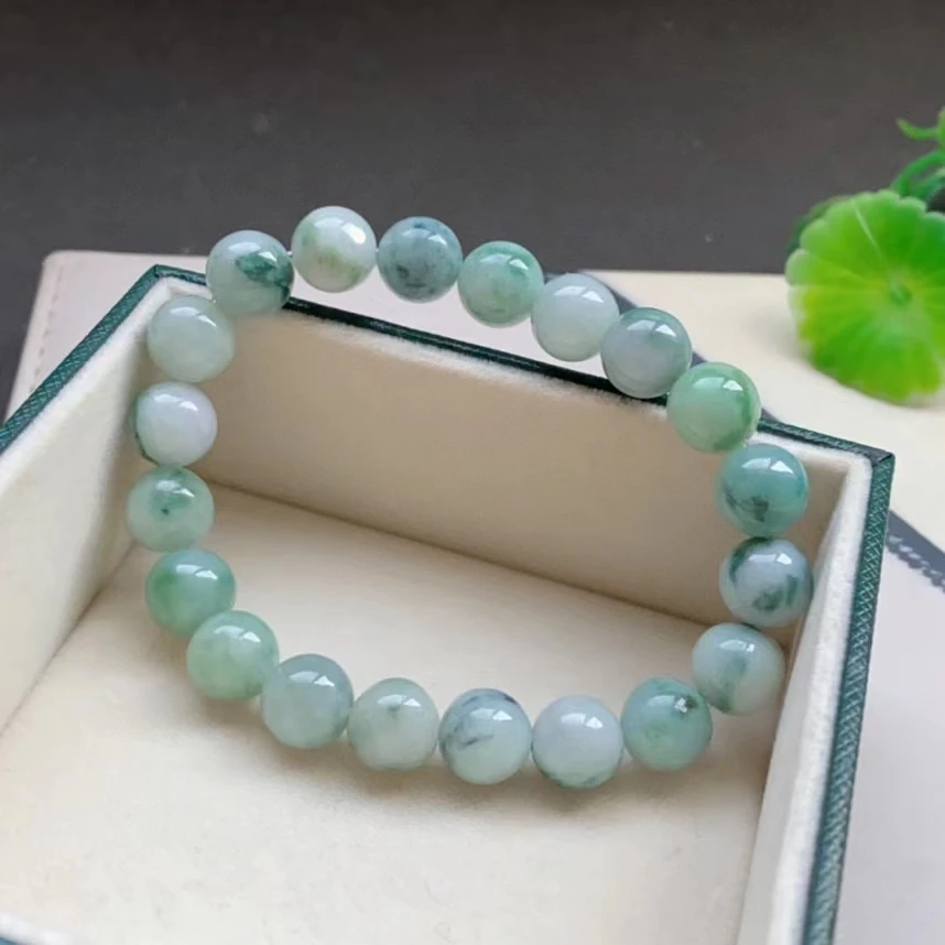 

Natural Green Jade A Gemstone For Women Men Bracelet 9.8mm Stretch Genuine Gemstone Round Bead Bracelet AAAAAA