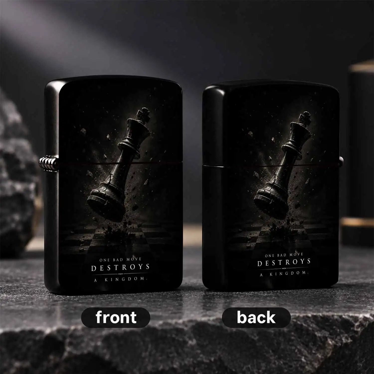 Creative Chess King Pattern Lighter One Bad Move Destroys A Kingdom Themed Decorative Igniter Portable All-scene Universal Handy Tool Exquisite Holiday Gift For Friends Family Daily Carry Use Acc A Humorous And Interesting Lighter