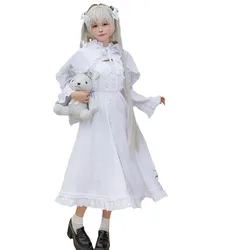 Yosuga no Sora Cosplay Kasugano Sora Lolita White Dress with Rabbit Ears Cloak Lady Halloween Costume Cotton Sweet Party Dress