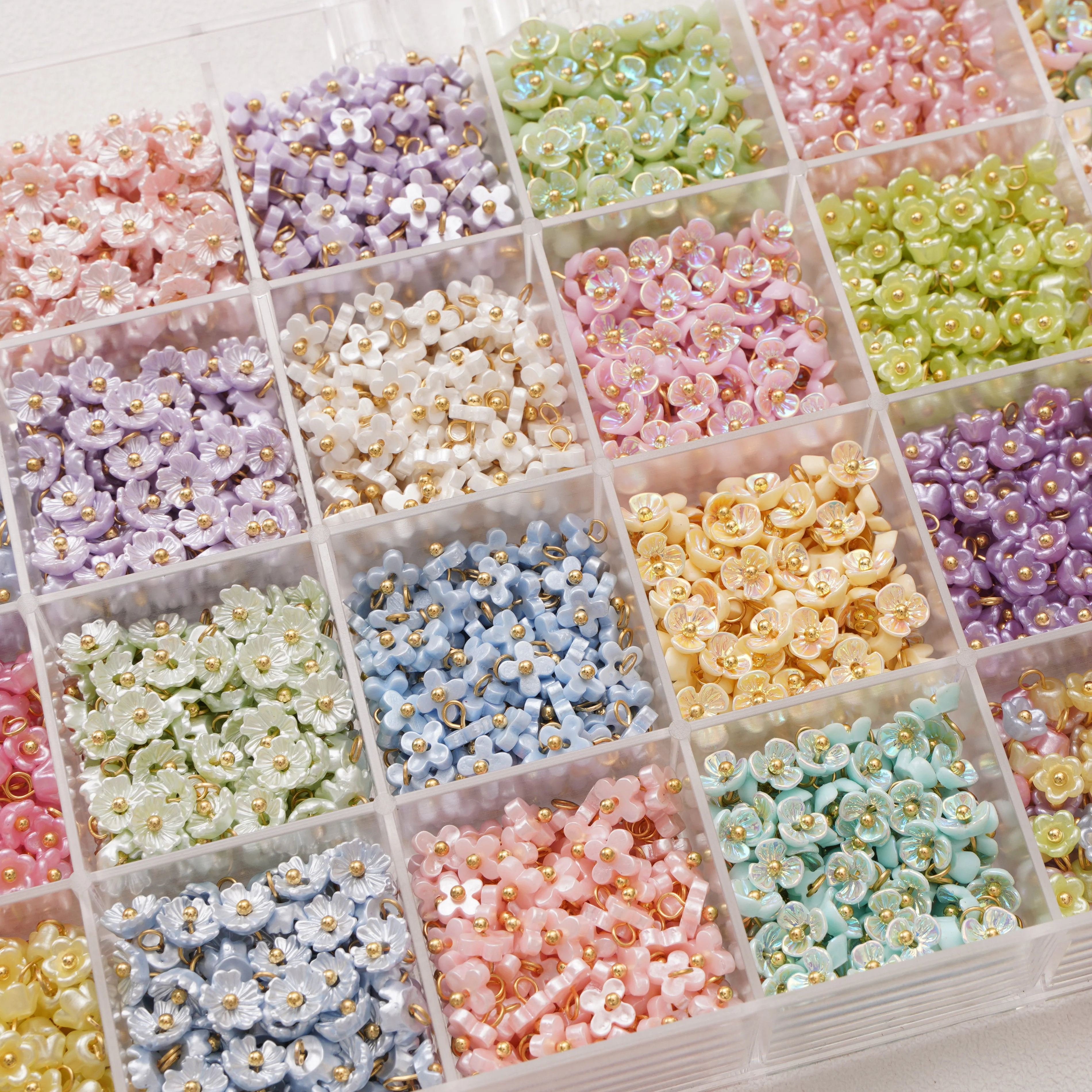 

5pcs Multicolor Mini Flower Pendant Imitation Pearl Resin Charms For DIY Bracelets Phone Chain Handmade Jewelry Making Materials