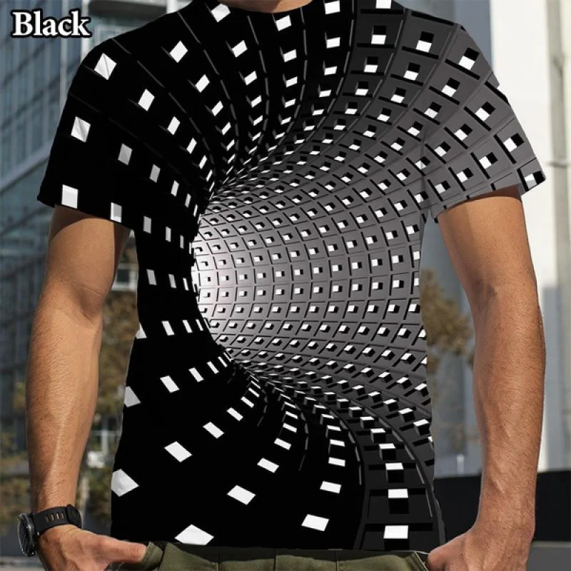 Summer Cool Fashion Vertigo Abstract 3d Printing Short Sleeve Men's Personalized T-shirt