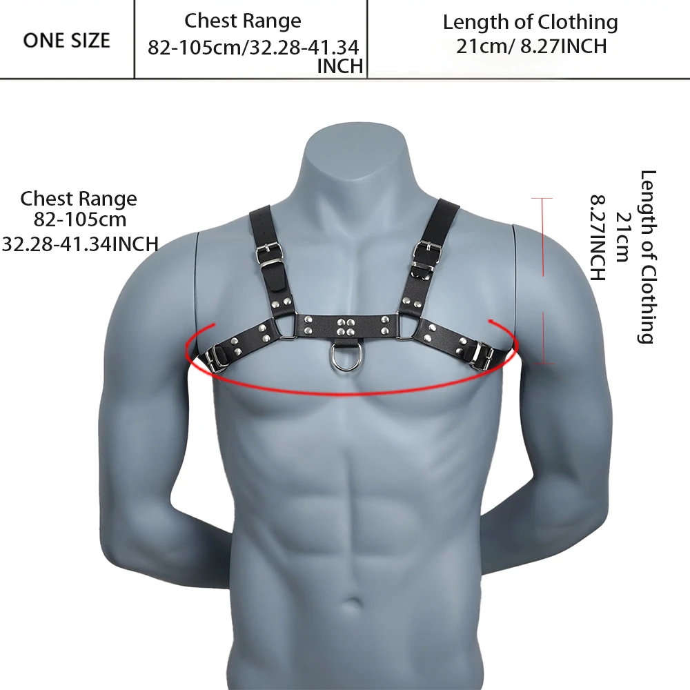 Fetish Men Sexual Chest Leather Harness Belts Adjustable BDSM Gay Body Bondage Harness Strap Rave Gay Clothing for Adult Sex